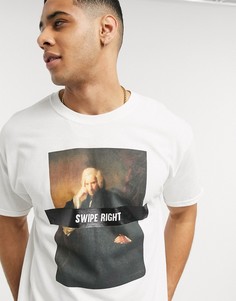 Белая oversized‑футболка с принтом и надписью "swipe right" New Look-Белый
