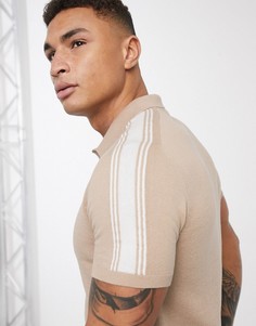 Светло-бежевое трикотажное поло Topman-Светло-бежевый