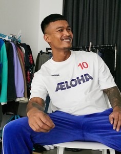 Белая футболка свободного кроя с принтом Hummel-Белый