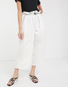 Широкие брюки с присборенной талией ASOS DESIGN-Белый