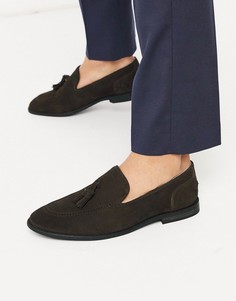 Коричневые замшевые лоферы с отделкой ASOS DESIGN-Коричневый