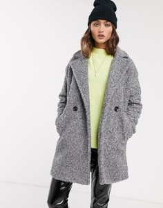 Серое пальто Bershka-Серый