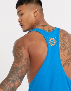 Майка-борцовка с принтом на спине ASOS DESIGN-Синий