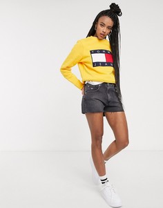 Черные джинсовые шорты мини с необработанной нижней кромкой Tommy Jeans-Черный