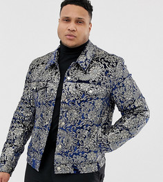 Темно-синяя бархатная куртка в стиле вестерн с отделкой пайетками ASOS DESIGN-Темно-синий