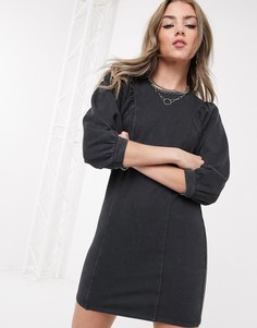 Черное платье-свитшот с эффектом кислотной стирки Bershka-Серый