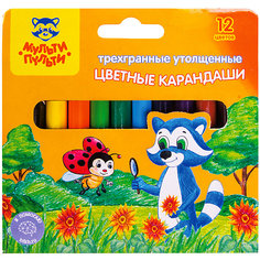 Цветные карандаши Мульти-Пульти "Енот на лугу", 12 цветов