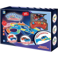 Гибкий трек 1Toy с 2 машинами, 227 деталей, свет