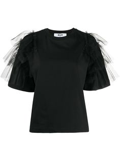 MSGM футболка с оборками на рукавах