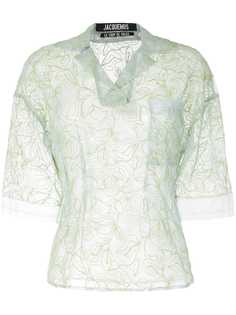 Jacquemus floral-embroidered sheer blouse