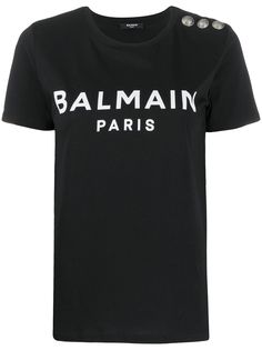 Balmain футболка с декоративными пуговицами и логотипом