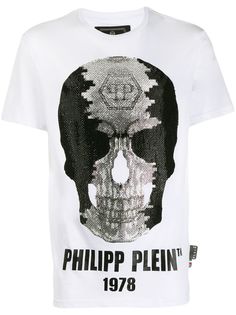 Philipp Plein футболка с декором Skull и стразами