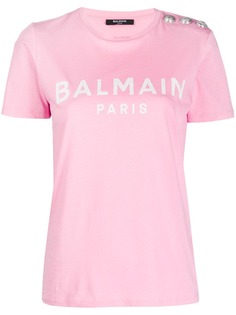 Balmain футболка с пуговицами и логотипом