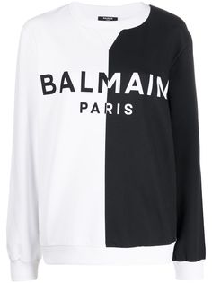 Balmain двухцветная толстовка с логотипом