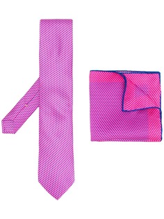 Canali комплект из платка и галстука с геометричным принтом