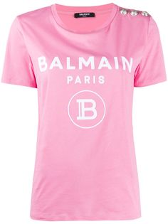 Balmain футболка с декоративными пуговицами и логотипом