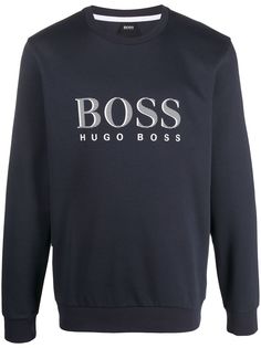 BOSS logo print crew neck sweatshirt