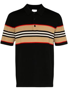 Burberry рубашка-поло с отделкой Icon Stripe
