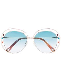 Chloé Eyewear солнцезащитные очки в декорированной круглой оправе