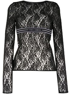 Dolce & Gabbana кружевной топ с длинными рукавами
