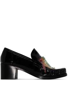 Sophia Webster X Patrick Cox black Stevie 60 crystal fringe loafers