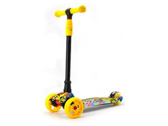 Самокат А.В.Т.СПОРТ Black Aqua S00488 светящиеся колёса Yellow-Black