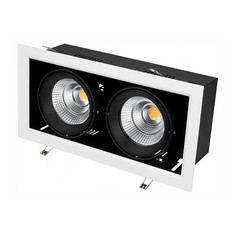 Встраиваемый светильник CL-KARDAN-S375x190-2x25W Warm3000 (WH-BK, 30 deg) 028863 Arlight