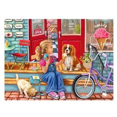 Рыжий кот Картина по номерам "Девочки с милым щеночком и мороженым" 40x50 см (ХК-7738)