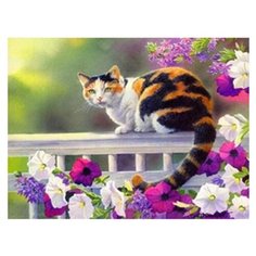 Рыжий кот Картина по номерам "Кошка на заборе" 40x50 см (G3013)