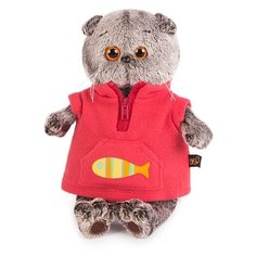 Мягкая игрушка Basik&Co Кот Басик в красном флисовом жилете 30 см
