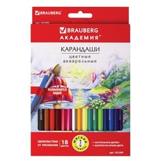 BRAUBERG Карандаши цветные акварельные Академия 18 цветов (181399)