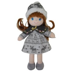 Мягкая игрушка ABtoys Кукла в серой шапочке и фетровом платье, 36 см