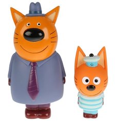 Игрушка для ванной Играем вместе Три Кота папа и Коржик (LX18006) оранжевый/синий/голубой