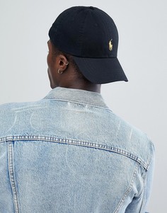 Черная бейсболка с золотистым логотипом Polo Ralph Lauren-Черный