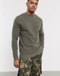 Свитшот цвета хаки в рубчик ASOS DESIGN-Зеленый