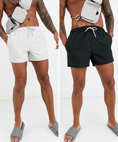 Набор из 2 коротких шортов для плавания (серые / черные) ASOS DESIGN - Скидка-Мульти
