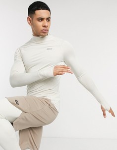 Обтягивающий лонгслив для бега с воротом на молнии ASOS 4505-Кремовый