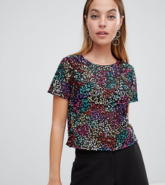 Футболка с пайетками ASOS DESIGN Petite-Мульти