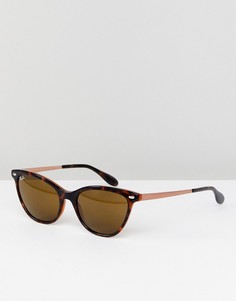 Солнцезащитные очки "кошачий глаз" в черепаховой оправе Ray-Ban — 54 мм-Коричневый