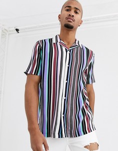 Рубашка лавандового цвета в разноцветную полоску Topman-Фиолетовый