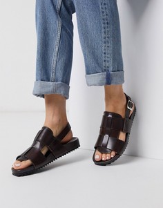 Коричневые кожаные сандалии Grenson Willa-Коричневый