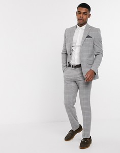 Брюки слим в серую и розовую клетку Burton Menswear-Серый