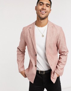 Приталенный блейзер с добавлением льна ASOS DESIGN-Красный