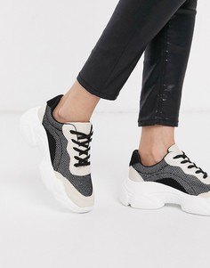 Бежевые кроссовки на массивной подошве с блестками ASOS DESIGN-Мульти