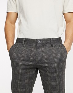 Суженные книзу серые брюки в клетку Only & Sons-Серый