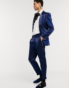 Блестящие суженные книзу брюки синего цвета ASOS DESIGN-Синий
