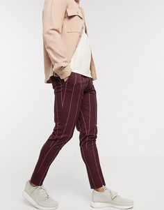 Строгие супероблегающие брюки в полоску ASOS DESIGN-Красный
