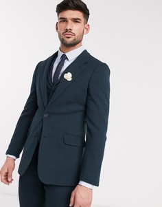 Темно-зеленый супероблегающий пиджак с добавлением шерсти ASOS DESIGN wedding
