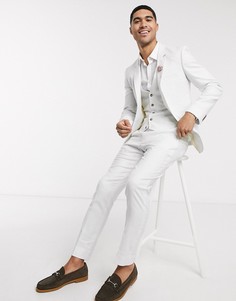 Серые брюки скинни из эластичной смеси хлопка и льна ASOS DESIGN wedding-Серый