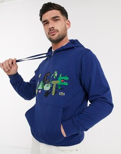 Темно-синий худи с логотипом на груди Lacoste X Jeremyville